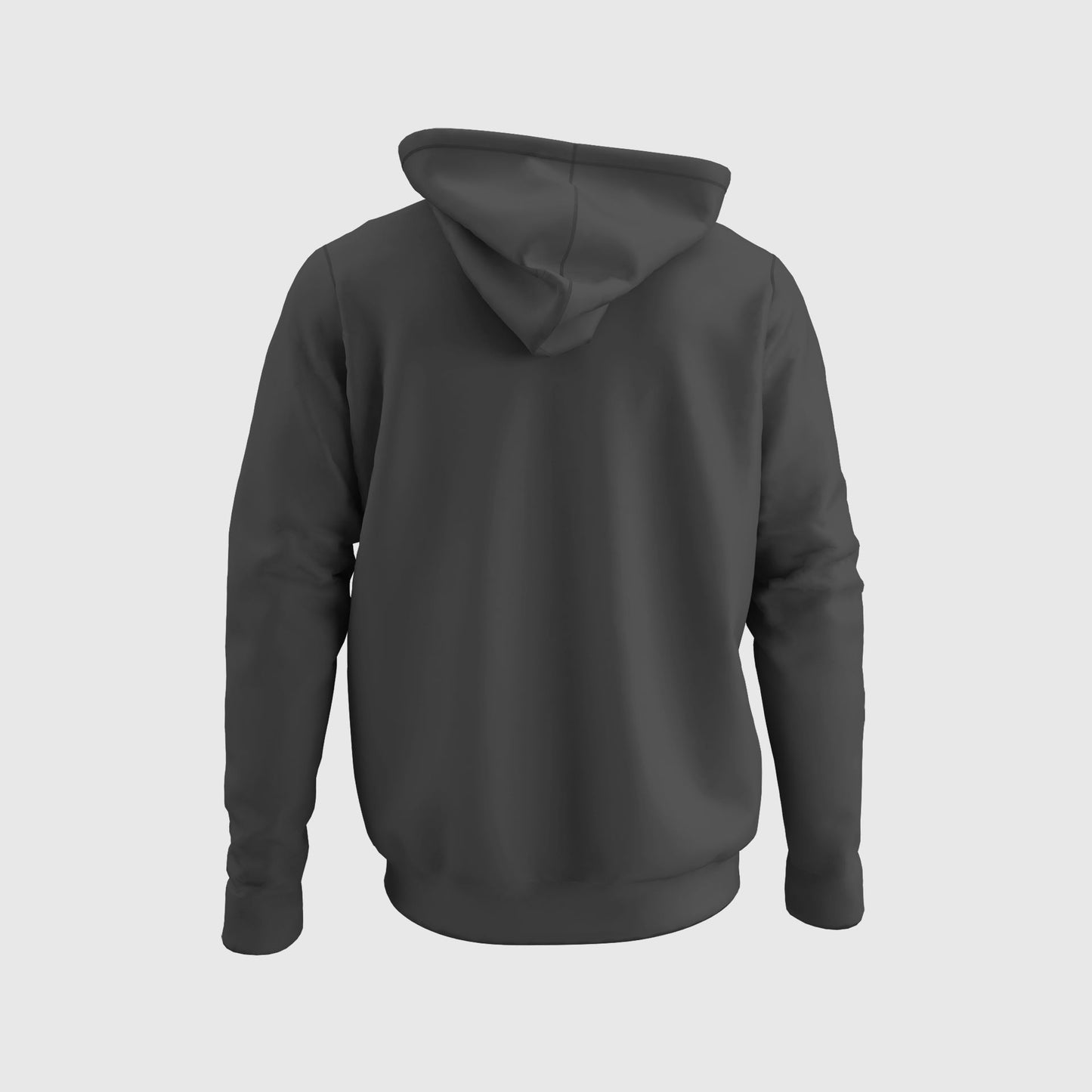 Image of the back of a hooded sweatshirt, Unique. Colour anthracite.