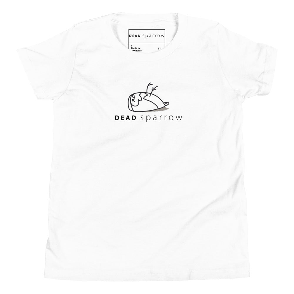 Image of the Kind t-shirt in the colour white. The DEADsparrow logo is printed on the t-shirt.