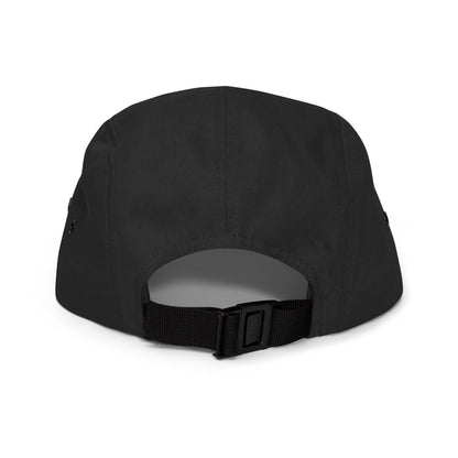 Image of the back of a DEAD sparrow Authentic cap in the colour black. It is a five panel cap with an adjustable strap at the back for a customised fit.