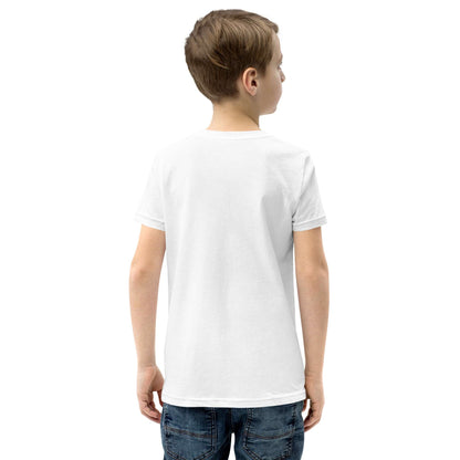 Image of a boy wearing a white t-shirt. Product name Kind.